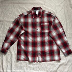 Red and Black Plaid Button-Up Shirt
